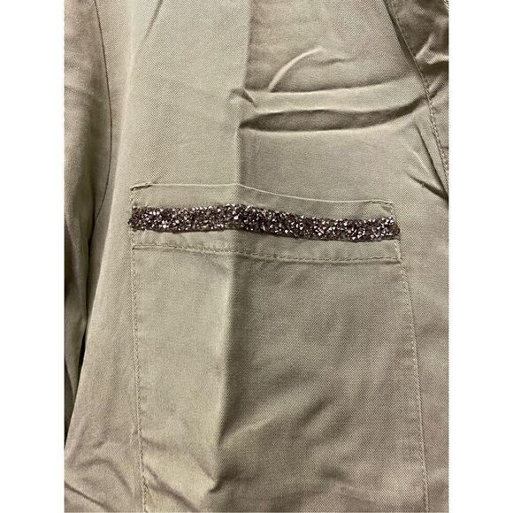 Zara Women's Army Green Tencel Denim Dress Size S Beaded Accent Adjustable Sleev - Picture 3 of 7